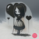 "Mädchen mit Herzluftballon" Bügelbild  (ca. 20cm X 17cm)